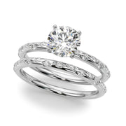 Heirloom Sidestone Round Diamond Engagement Ring in 10K/14K gold and platinum with certified lab-grown or natural diamonds