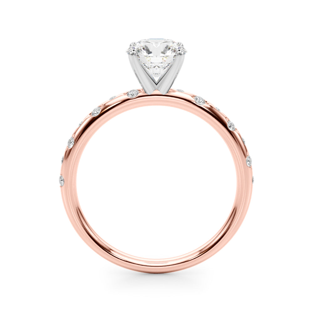 Heirloom Sidestone Round Diamond Engagement Ring in 10K/14K gold and platinum with certified lab-grown or natural diamonds