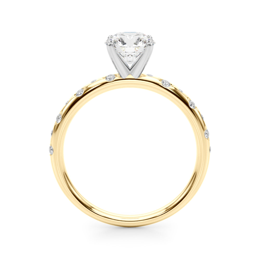 Heirloom Sidestone Round Diamond Engagement Ring in 10K/14K gold and platinum with certified lab-grown or natural diamonds