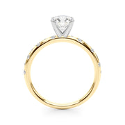 Heirloom Sidestone Round Diamond Engagement Ring in 10K/14K gold and platinum with certified lab-grown or natural diamonds