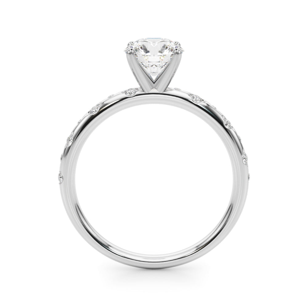 Heirloom Sidestone Round Diamond Engagement Ring in 10K/14K gold and platinum with certified lab-grown or natural diamonds