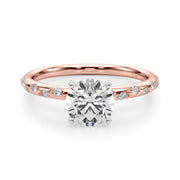 Heirloom Sidestone Round Diamond Engagement Ring in 10K/14K gold and platinum with certified lab-grown or natural diamonds