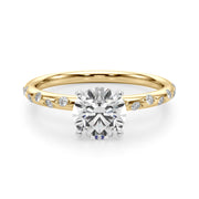 Heirloom Sidestone Round Diamond Engagement Ring in 10K/14K gold and platinum with certified lab-grown or natural diamonds