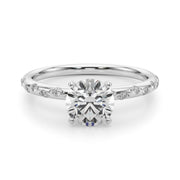 Heirloom Sidestone Round Diamond Engagement Ring in 10K/14K gold and platinum with certified lab-grown or natural diamonds