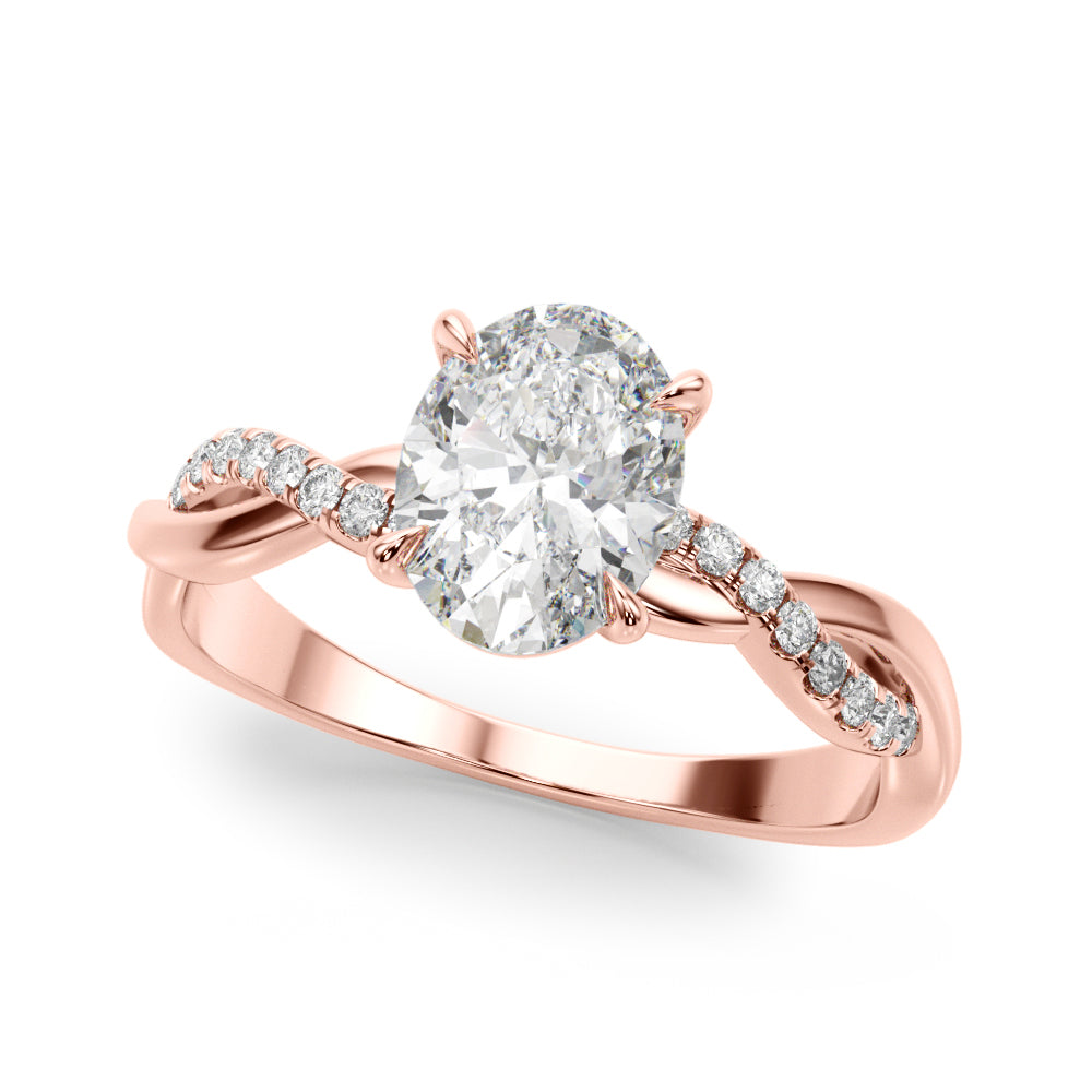Adored Center Oval Diamond Engagement Ring in 10K/14K gold and platinum with certified lab-grown or natural diamonds