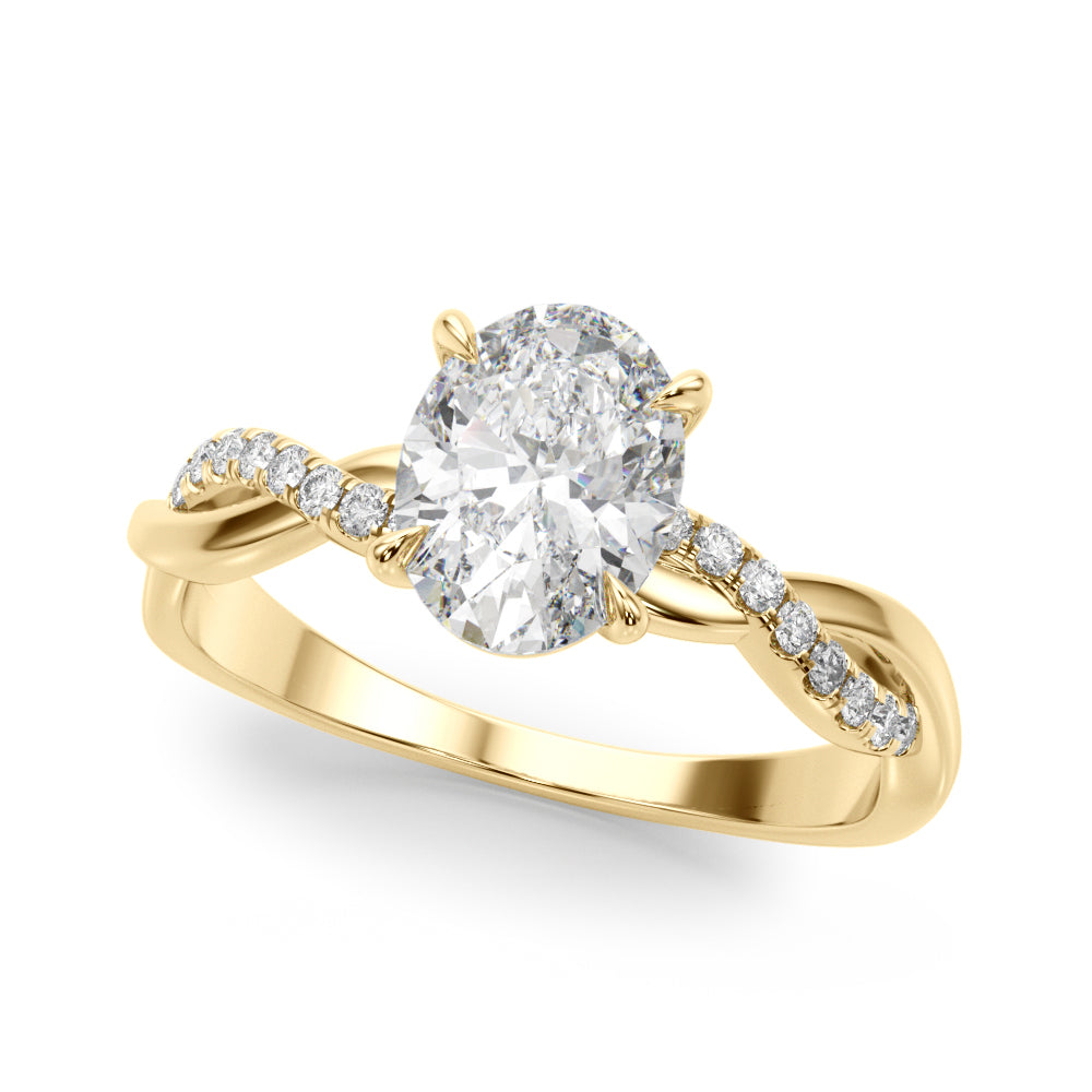 Adored Center Oval Diamond Engagement Ring in 10K/14K gold and platinum with certified lab-grown or natural diamonds