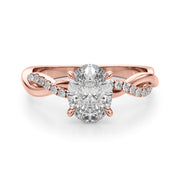 Adored Center Oval Diamond Engagement Ring in 10K/14K gold and platinum with certified lab-grown or natural diamonds