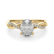 Adored Center Oval Diamond Engagement Ring in 10K/14K gold and platinum with certified lab-grown or natural diamonds