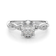 Adored Center Oval Diamond Engagement Ring in 10K/14K gold and platinum with certified lab-grown or natural diamonds