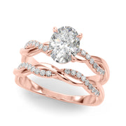 Adored Center Oval Diamond Engagement Ring in 10K/14K gold and platinum with certified lab-grown or natural diamonds