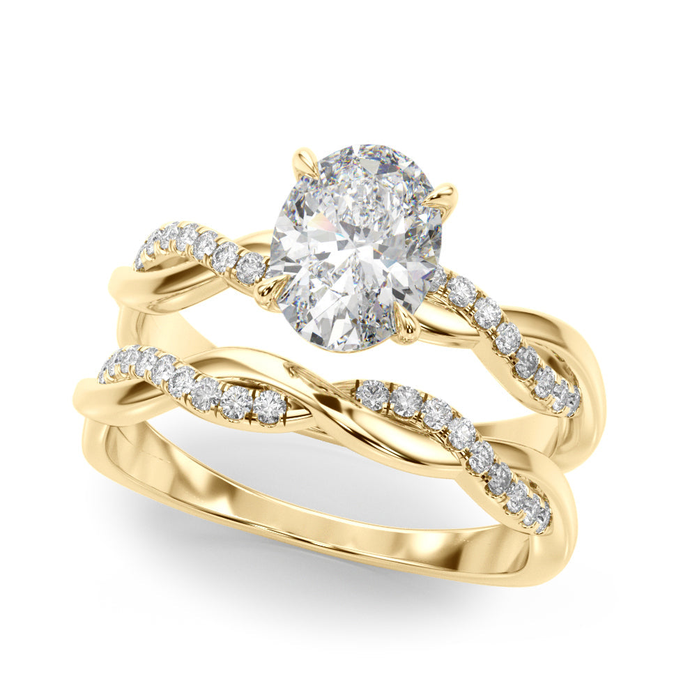 Adored Center Oval Diamond Engagement Ring in 10K/14K gold and platinum with certified lab-grown or natural diamonds