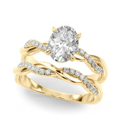 Adored Center Oval Diamond Engagement Ring in 10K/14K gold and platinum with certified lab-grown or natural diamonds