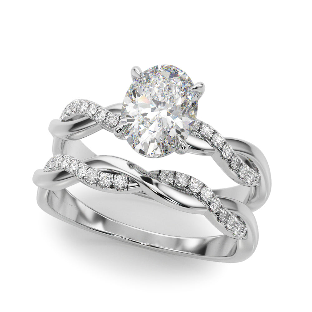 Adored Center Oval Diamond Engagement Ring in 10K/14K gold and platinum with certified lab-grown or natural diamonds