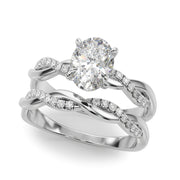 Adored Center Oval Diamond Engagement Ring in 10K/14K gold and platinum with certified lab-grown or natural diamonds