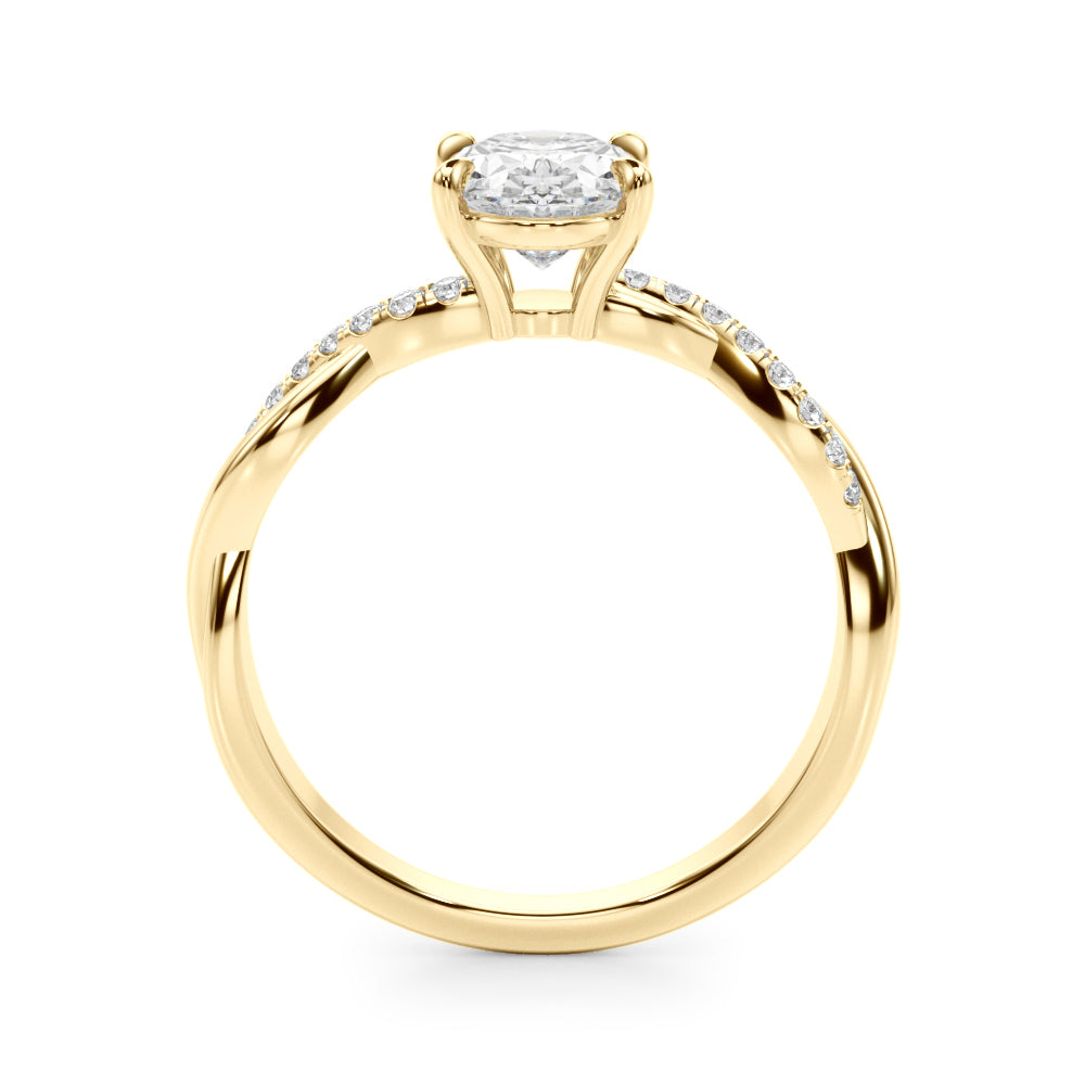 Adored Center Oval Diamond Engagement Ring in 10K/14K gold and platinum with certified lab-grown or natural diamonds