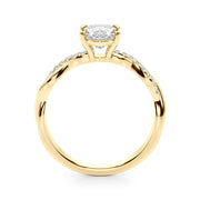 Adored Center Oval Diamond Engagement Ring in 10K/14K gold and platinum with certified lab-grown or natural diamonds