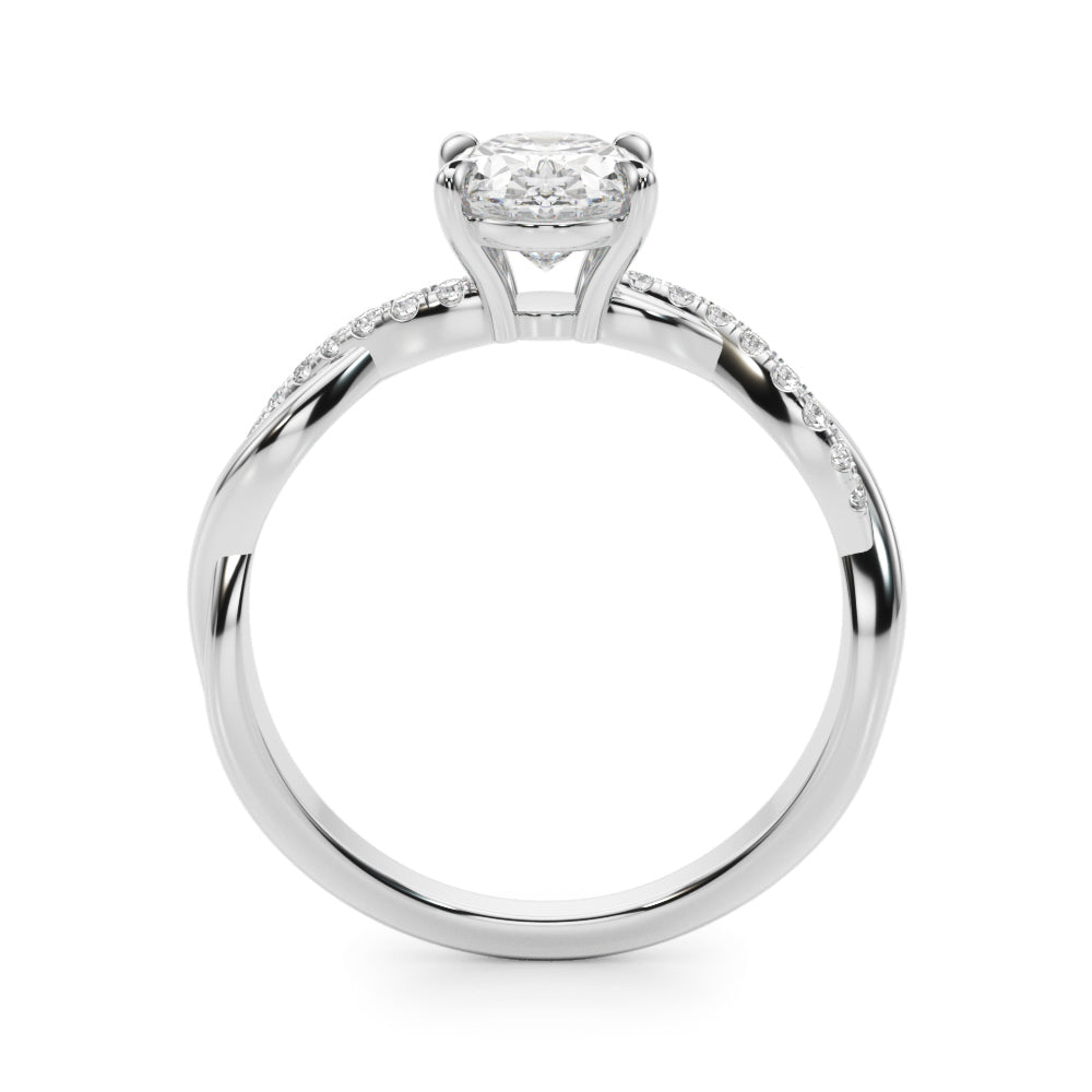 Adored Center Oval Diamond Engagement Ring in 10K/14K gold and platinum with certified lab-grown or natural diamonds