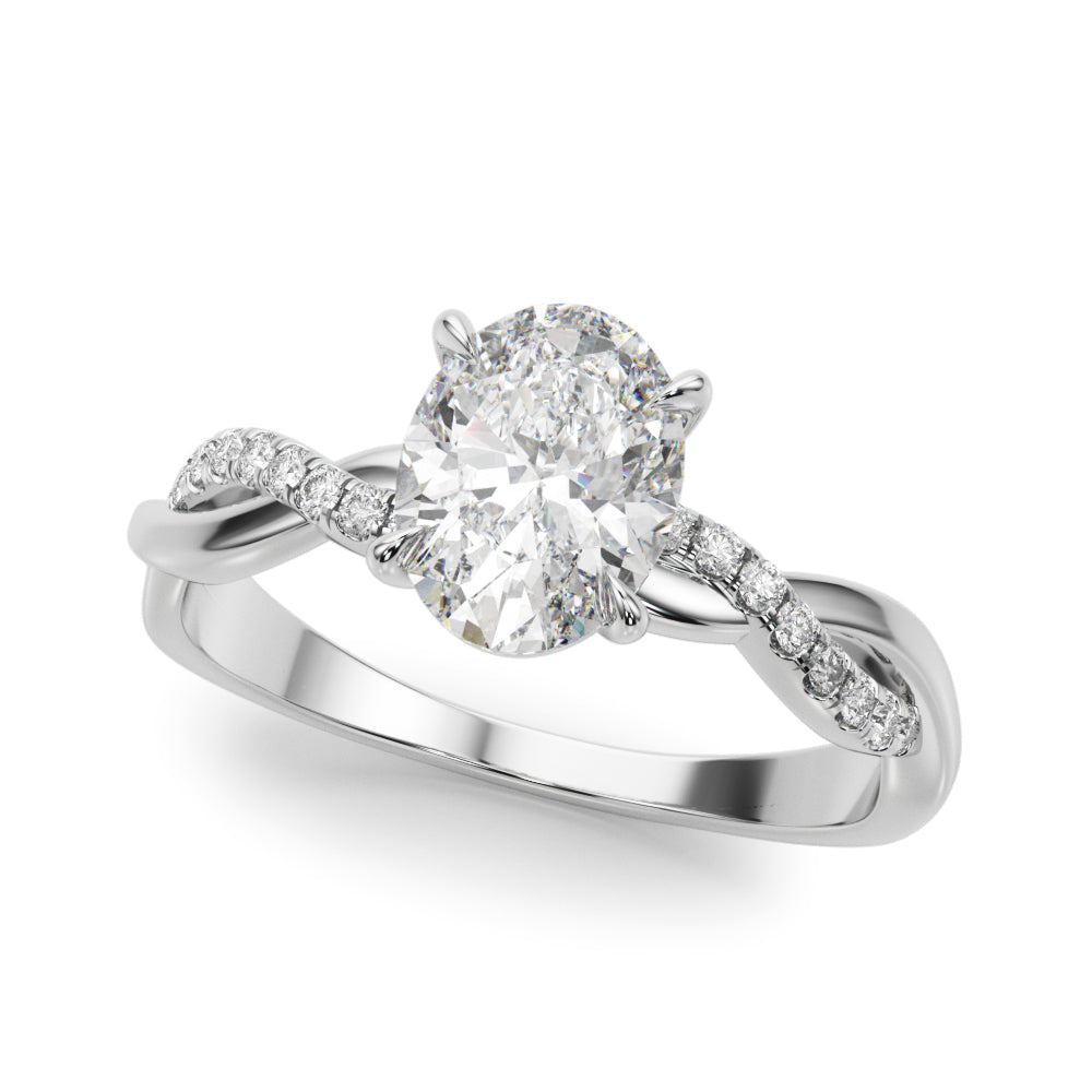 Adored Center Oval Diamond Engagement Ring in 10K/14K gold and platinum with certified lab-grown or natural diamonds