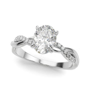 Adored Center Oval Diamond Engagement Ring in 10K/14K gold and platinum with certified lab-grown or natural diamonds
