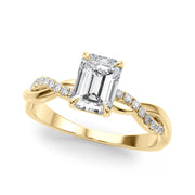 Resplendent Cut Center Emerald Diamond Engagement Ring in 10K/14K gold and platinum with certified lab-grown or natural diamonds