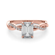 Resplendent Cut Center Emerald Diamond Engagement Ring in 10K/14K gold and platinum with certified lab-grown or natural diamonds