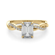 Resplendent Cut Center Emerald Diamond Engagement Ring in 10K/14K gold and platinum with certified lab-grown or natural diamonds