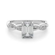 Resplendent Cut Center Emerald Diamond Engagement Ring in 10K/14K gold and platinum with certified lab-grown or natural diamonds
