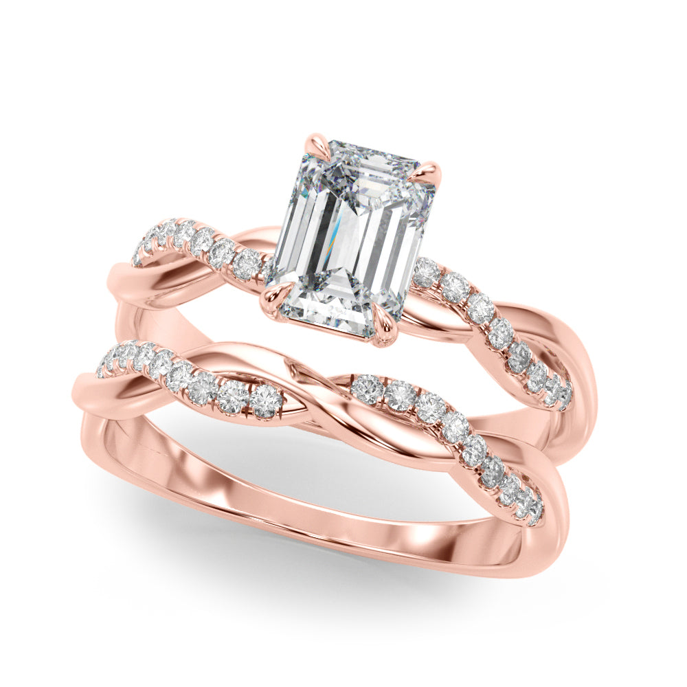 Resplendent Cut Center Emerald Diamond Engagement Ring in 10K/14K gold and platinum with certified lab-grown or natural diamonds