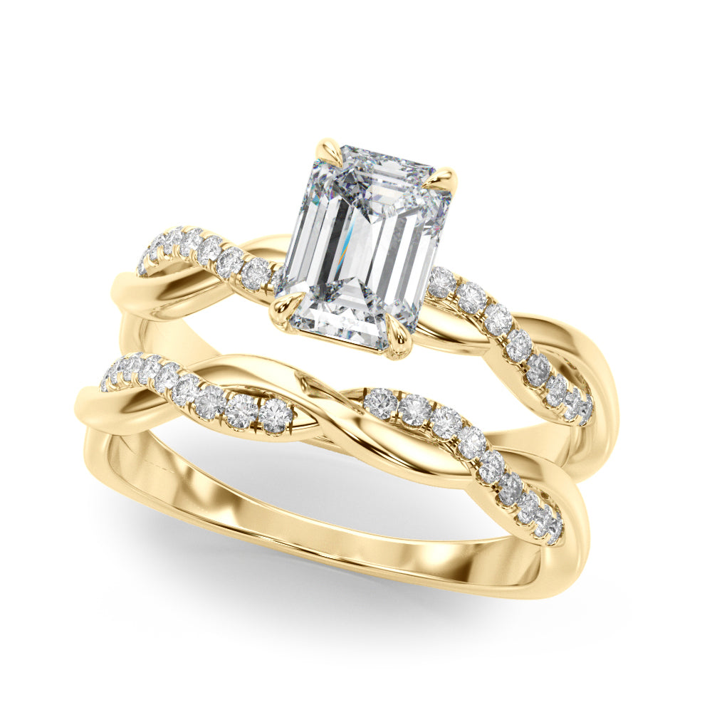 Resplendent Cut Center Emerald Diamond Engagement Ring in 10K/14K gold and platinum with certified lab-grown or natural diamonds