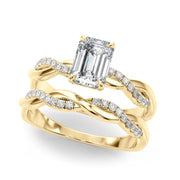 Resplendent Cut Center Emerald Diamond Engagement Ring in 10K/14K gold and platinum with certified lab-grown or natural diamonds