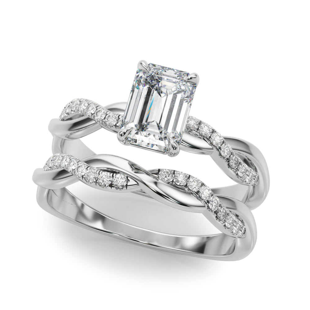 Resplendent Cut Center Emerald Diamond Engagement Ring in 10K/14K gold and platinum with certified lab-grown or natural diamonds