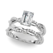 Resplendent Cut Center Emerald Diamond Engagement Ring in 10K/14K gold and platinum with certified lab-grown or natural diamonds