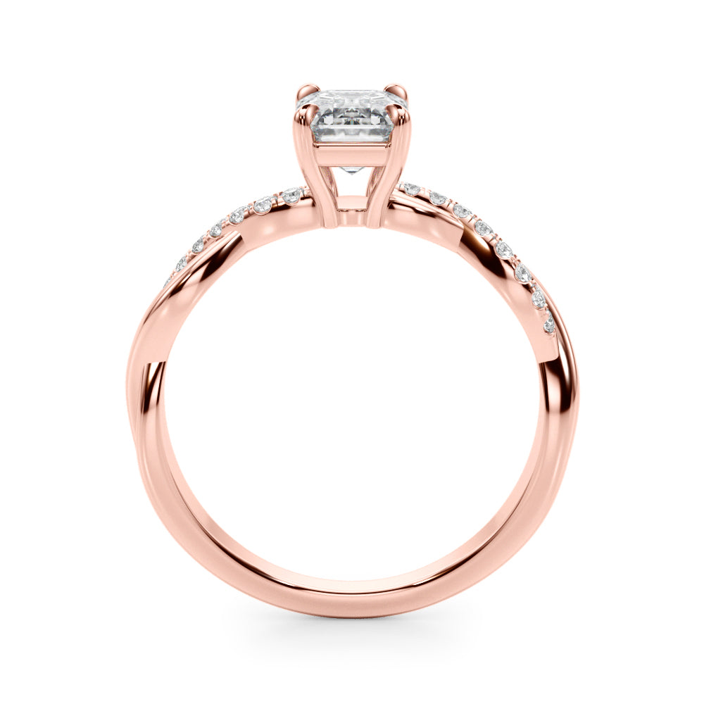 Resplendent Cut Center Emerald Diamond Engagement Ring in 10K/14K gold and platinum with certified lab-grown or natural diamonds