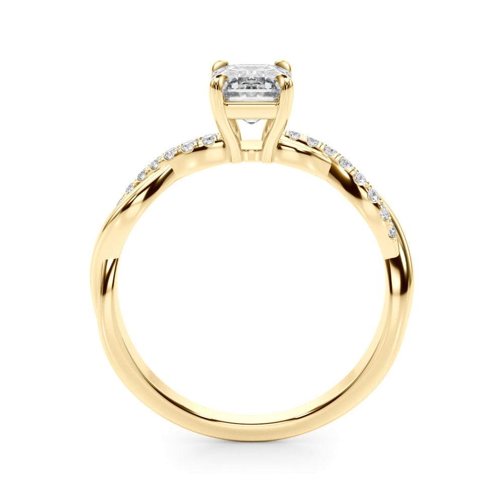Resplendent Cut Center Emerald Diamond Engagement Ring in 10K/14K gold and platinum with certified lab-grown or natural diamonds