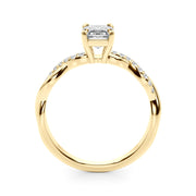 Resplendent Cut Center Emerald Diamond Engagement Ring in 10K/14K gold and platinum with certified lab-grown or natural diamonds
