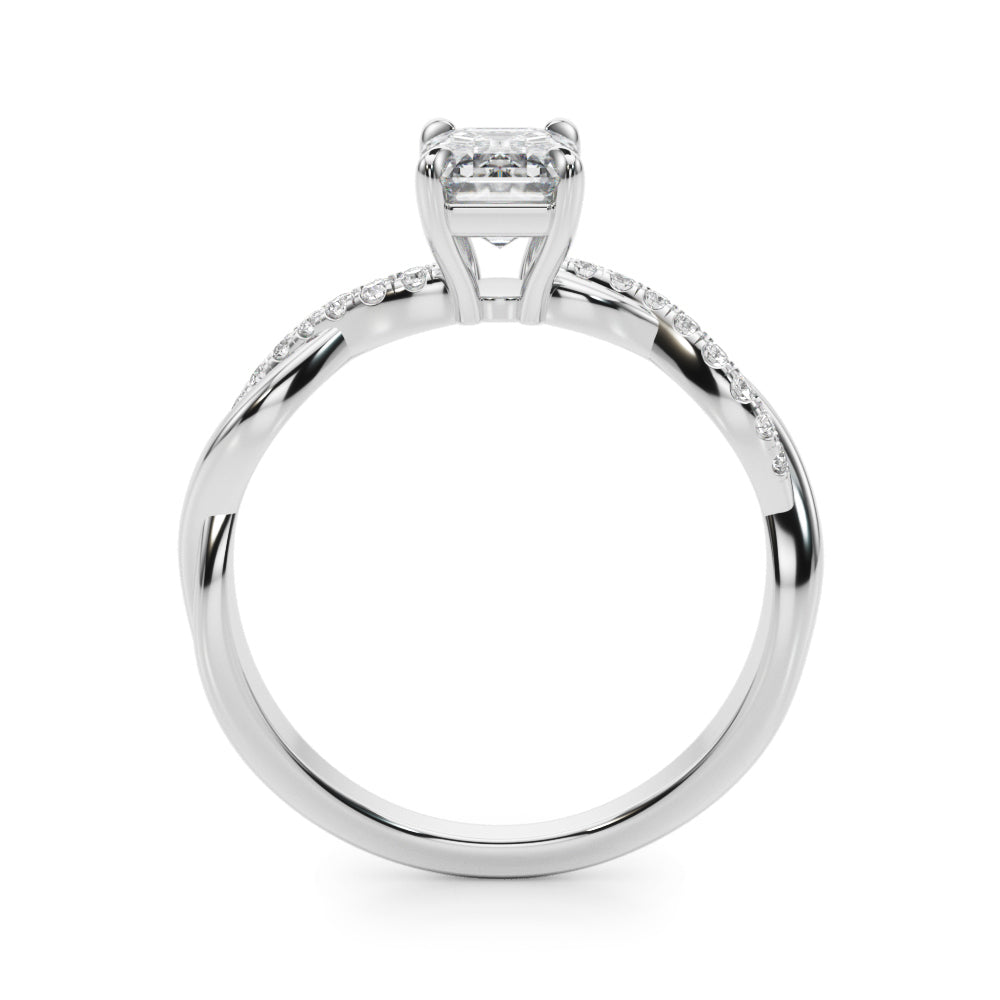 Resplendent Cut Center Emerald Diamond Engagement Ring in 10K/14K gold and platinum with certified lab-grown or natural diamonds