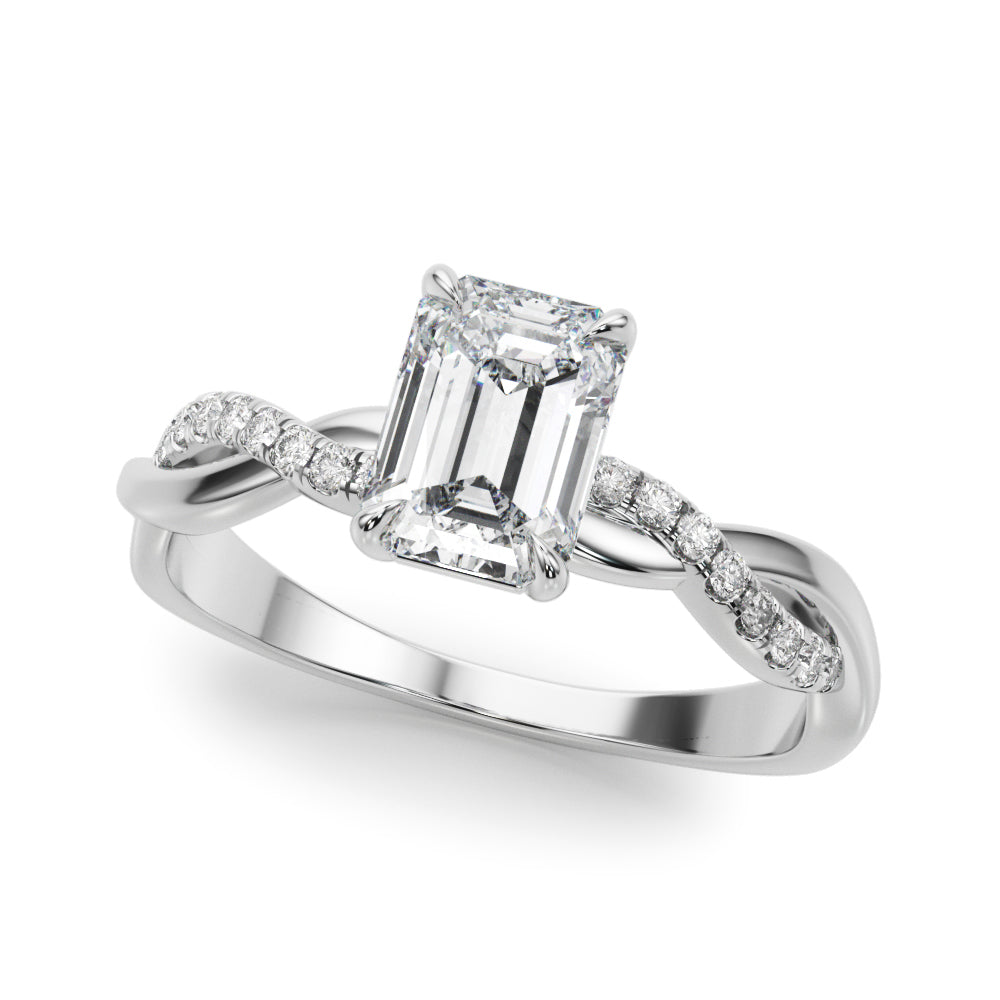 Resplendent Cut Center Emerald Diamond Engagement Ring in 10K/14K gold and platinum with certified lab-grown or natural diamonds