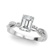 Resplendent Cut Center Emerald Diamond Engagement Ring in 10K/14K gold and platinum with certified lab-grown or natural diamonds