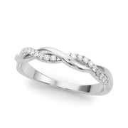 Twisting Accented Half Eternity Ring in Gold & Platinum