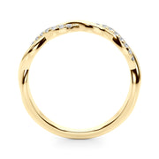 Twisting Accented Half Eternity Ring in Gold & Platinum