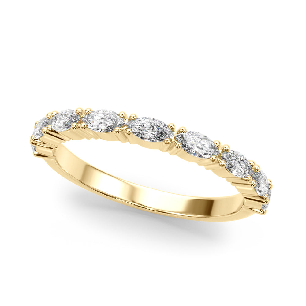 East-West Marquise Half Eternity Ring in 10K/14K gold and platinum with certified lab-grown or natural diamonds