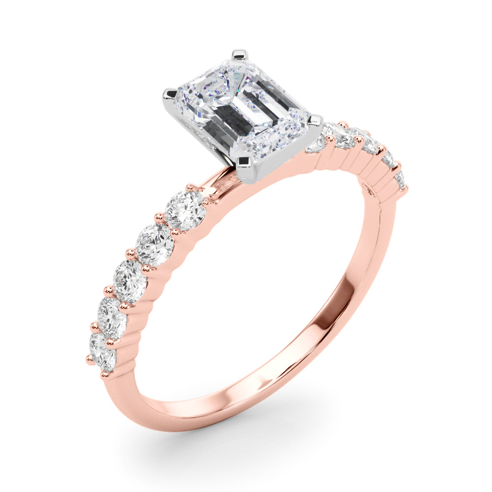 Radiant Remount Ring Round Diamond Engagement Ring in 10K/14K gold and platinum with certified lab-grown or natural diamonds