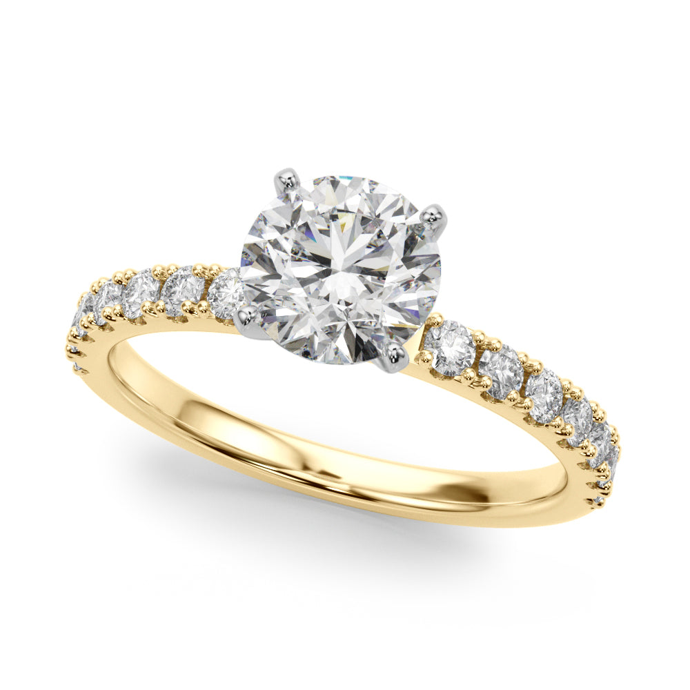 Sophisticated Remount Rng Round Diamond Engagement Ring in 10K/14K gold and platinum with certified lab-grown or natural diamonds