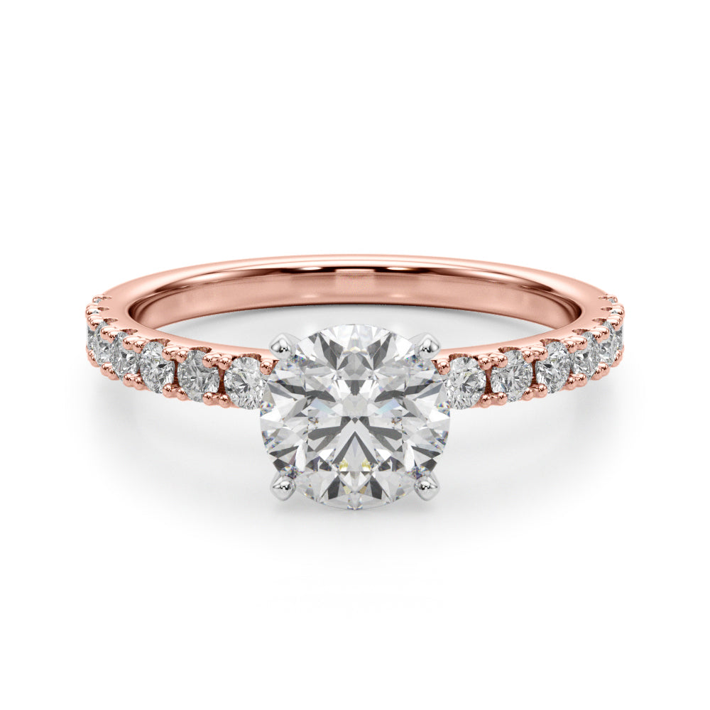 Sophisticated Remount Rng Round Diamond Engagement Ring in 10K/14K gold and platinum with certified lab-grown or natural diamonds