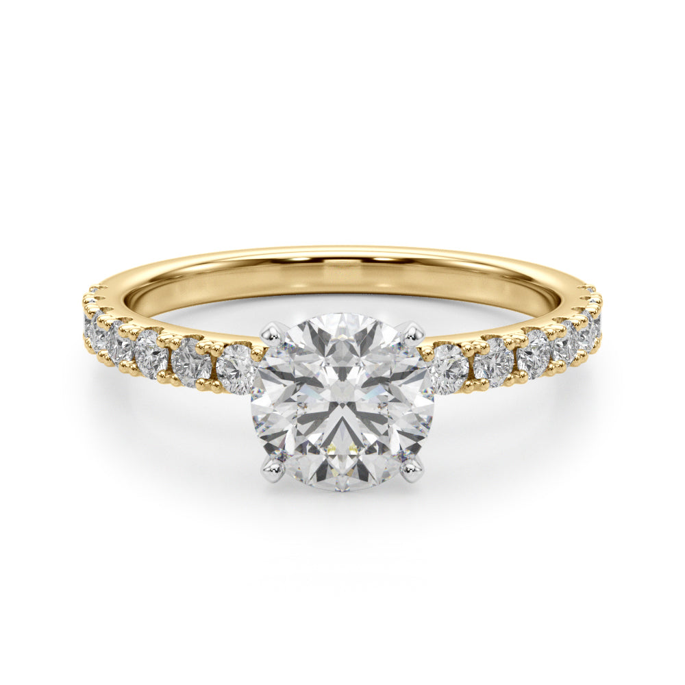 Sophisticated Remount Rng Round Diamond Engagement Ring in 10K/14K gold and platinum with certified lab-grown or natural diamonds