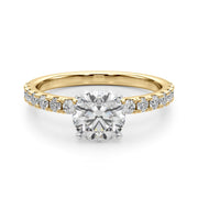 Sophisticated Remount Rng Round Diamond Engagement Ring in 10K/14K gold and platinum with certified lab-grown or natural diamonds