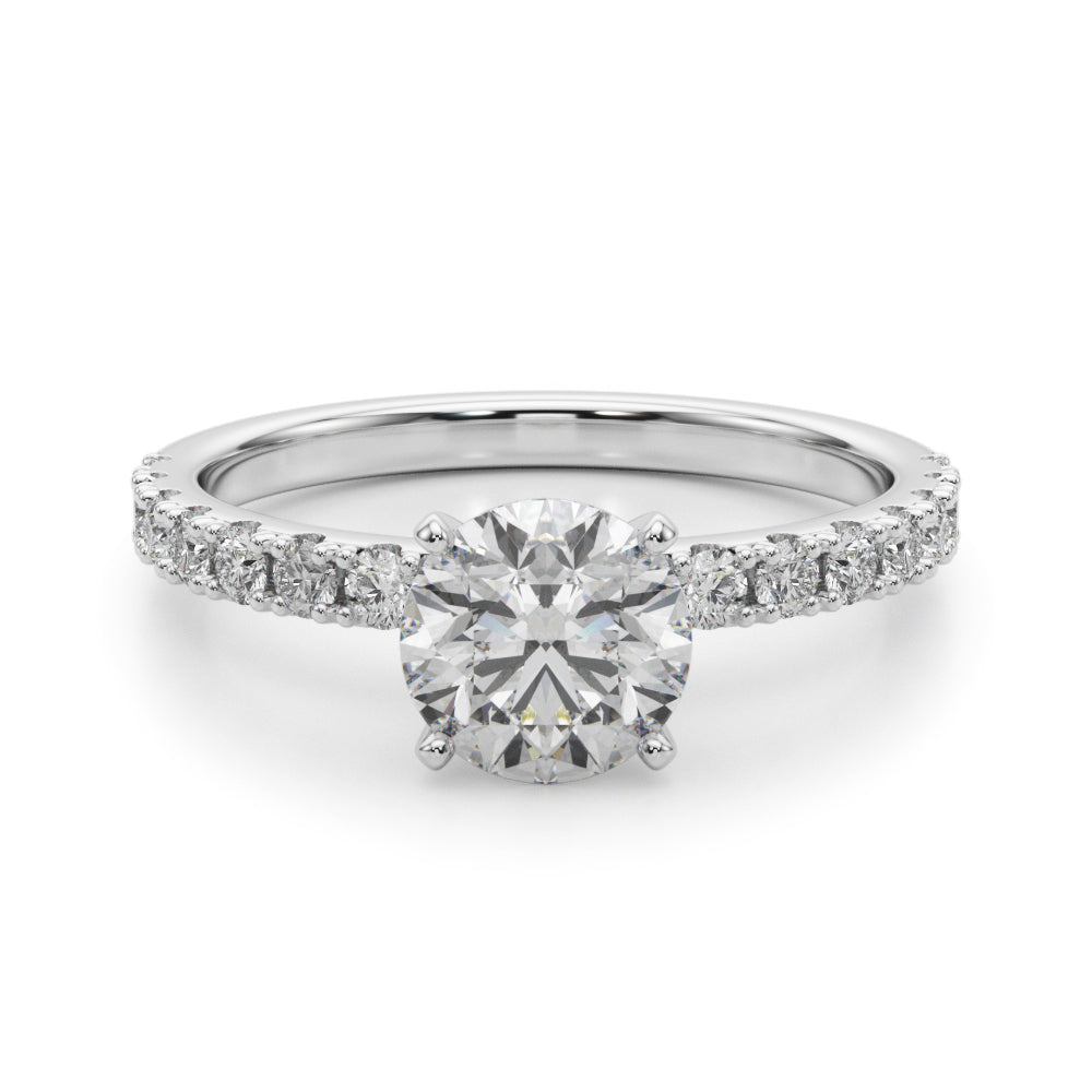 Sophisticated Remount Rng Round Diamond Engagement Ring in 10K/14K gold and platinum with certified lab-grown or natural diamonds