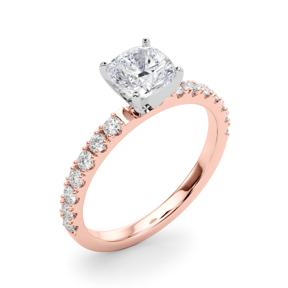 Sophisticated Remount Rng Round Diamond Engagement Ring in 10K/14K gold and platinum with certified lab-grown or natural diamonds
