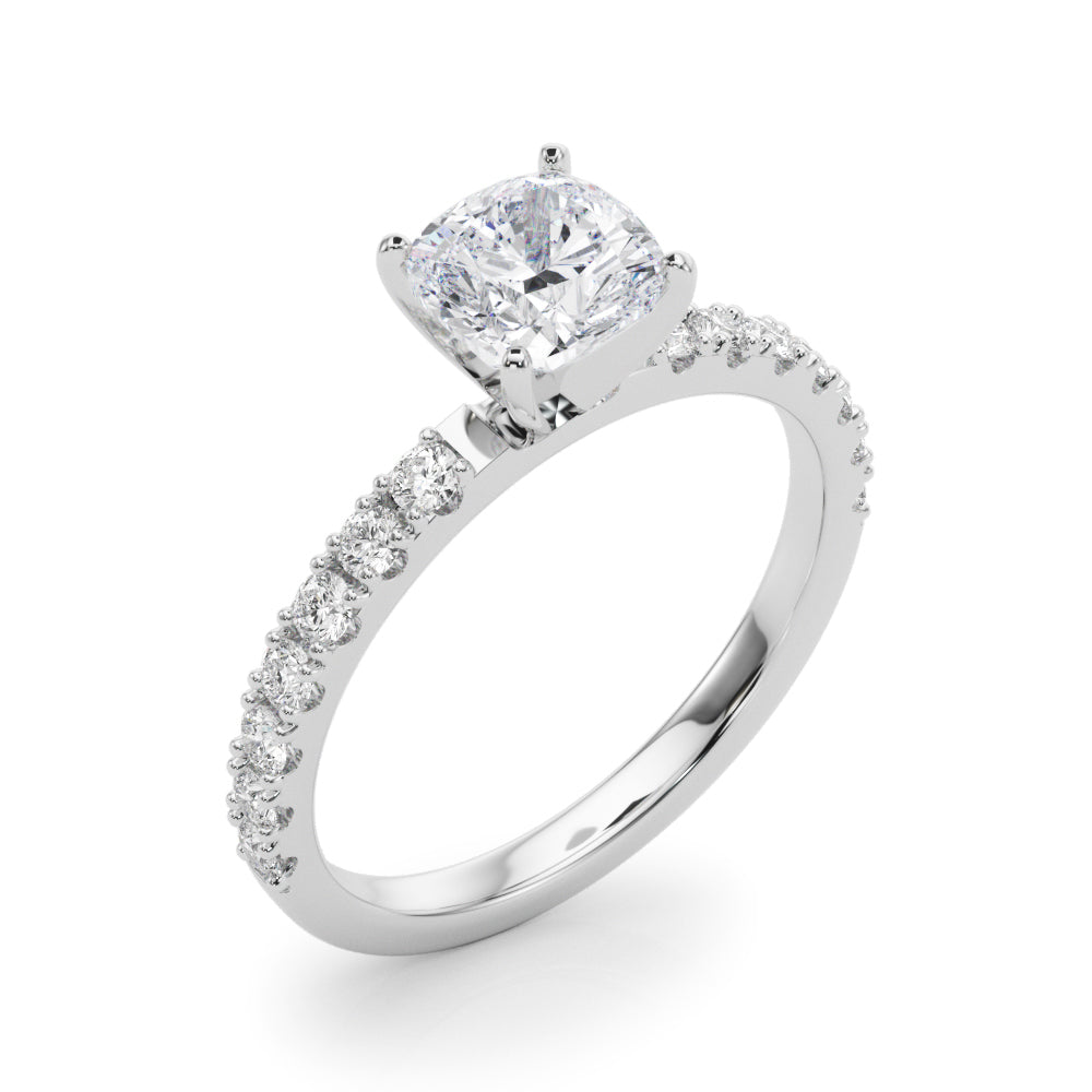 Sophisticated Remount Rng Round Diamond Engagement Ring in 10K/14K gold and platinum with certified lab-grown or natural diamonds