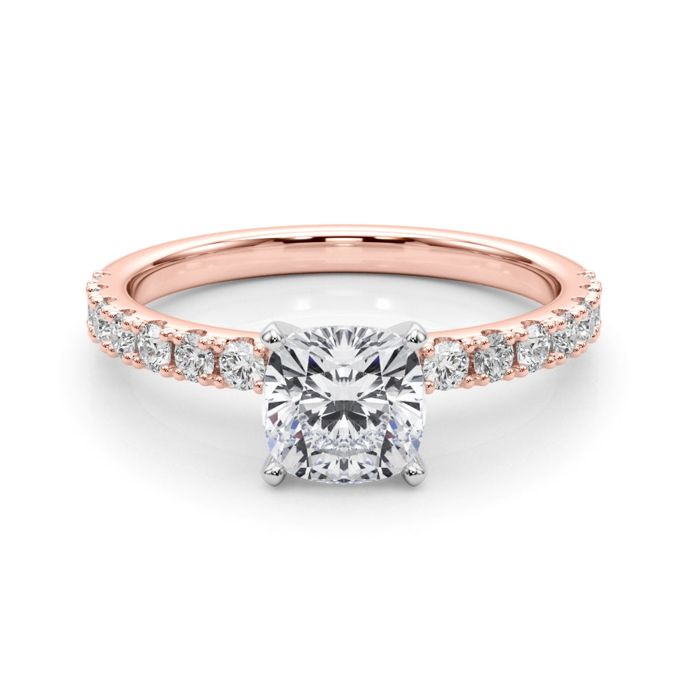 Sophisticated Remount Rng Round Diamond Engagement Ring in 10K/14K gold and platinum with certified lab-grown or natural diamonds